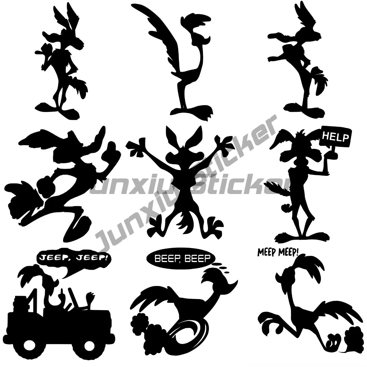 

Wile E. Coyote and The Road Runner sticker wall car Bumper Window motorcycle off-road Table helmet Camper decal Customizable