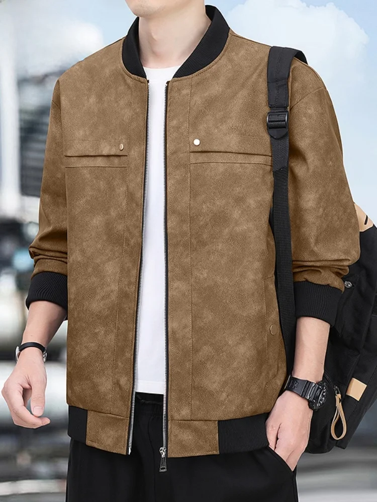 

Мужская куртка Paul из искусственной кожи, повседневная, с воротником-стойкой, модная, осенне-весенняя, в стиле ретро, приталенная, для делового стиля