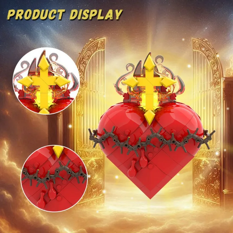 

MOC 245PCS Sacred Heart of Jesus Building Blocks Model Christ Jesus Glow Cross Bricks Creative Assemble Toys Kids DIY Gifts