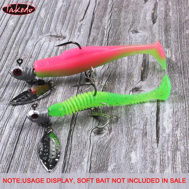 TAKEDO Jig cabeza de pez giratorio anzuelos triples perca bajo - imagen 4