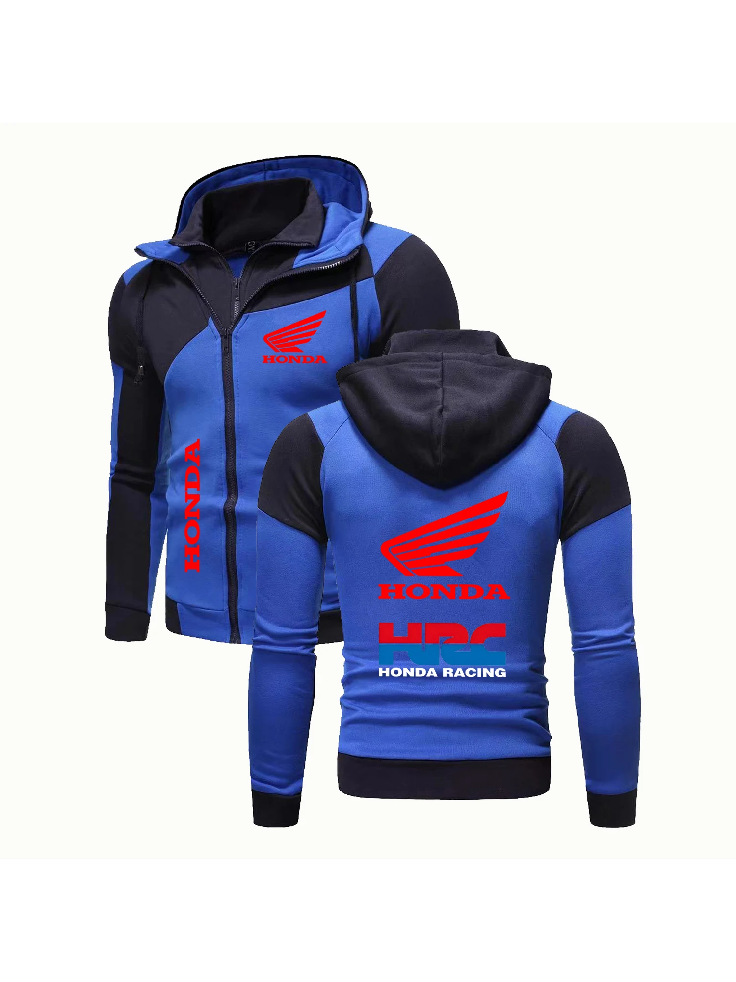 Bluza z kapturem motocyklowa Honda z nadrukiem logo Honda Wing, ciepła bluza dresowa, modna kurtka zimowa, odzież męska, bluza z kapturem — 2