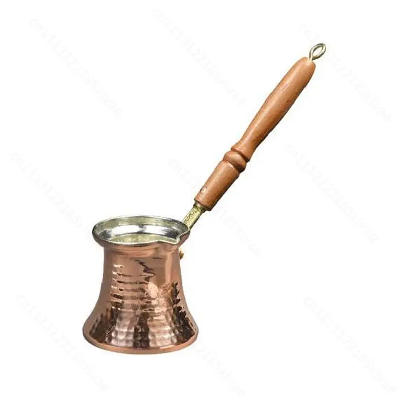 Aluminum Copper-Plated Turkish Coffee Pot Thickened Body Handmade Wooden Handle Stove Coffee Brewing