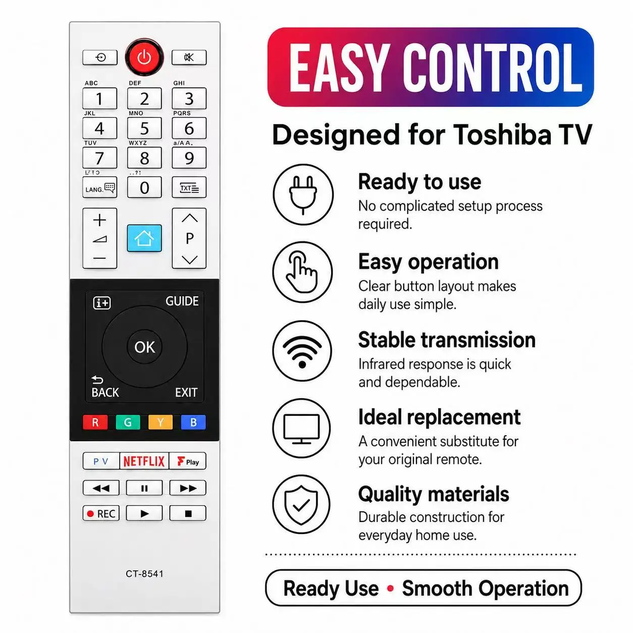 Nuovo Telecomando CT-8541 CT-8533 per Toshiba Smart TV 50U6863DB 65U6863DB 24/32/39/40/43/48/49L2863DB 32/39/40/43/49L3863DB