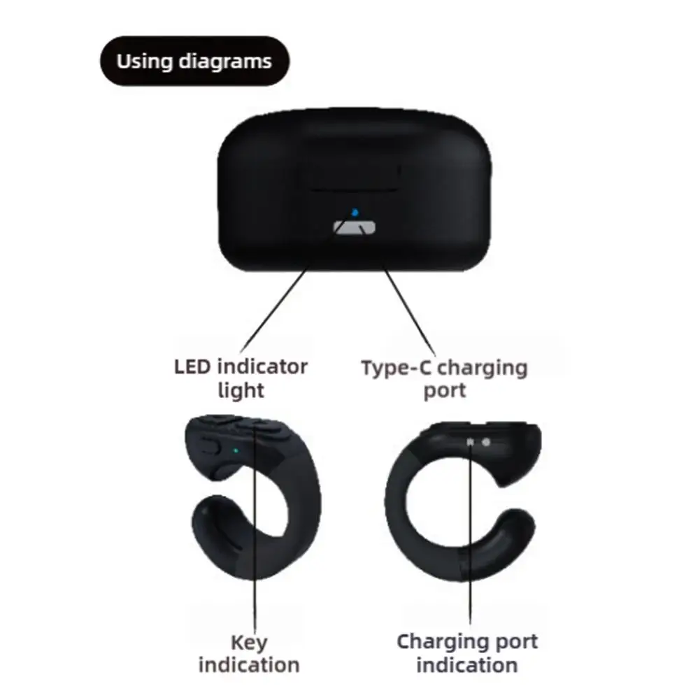 Mobile Phone Bluetooth Remote Control With Charging Box One-touch Screen Off Volume Adjustment Video Selfie E-book Page Turning