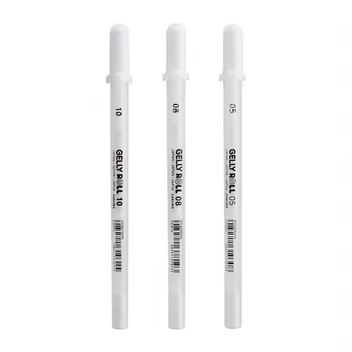 Sakura Gelly Roll Gel Pen White Color 0.5mm 0.8mm 1.0mm High Light Marke Pen Black Cardboard Art Painting Pen White Line Pens - Image 4