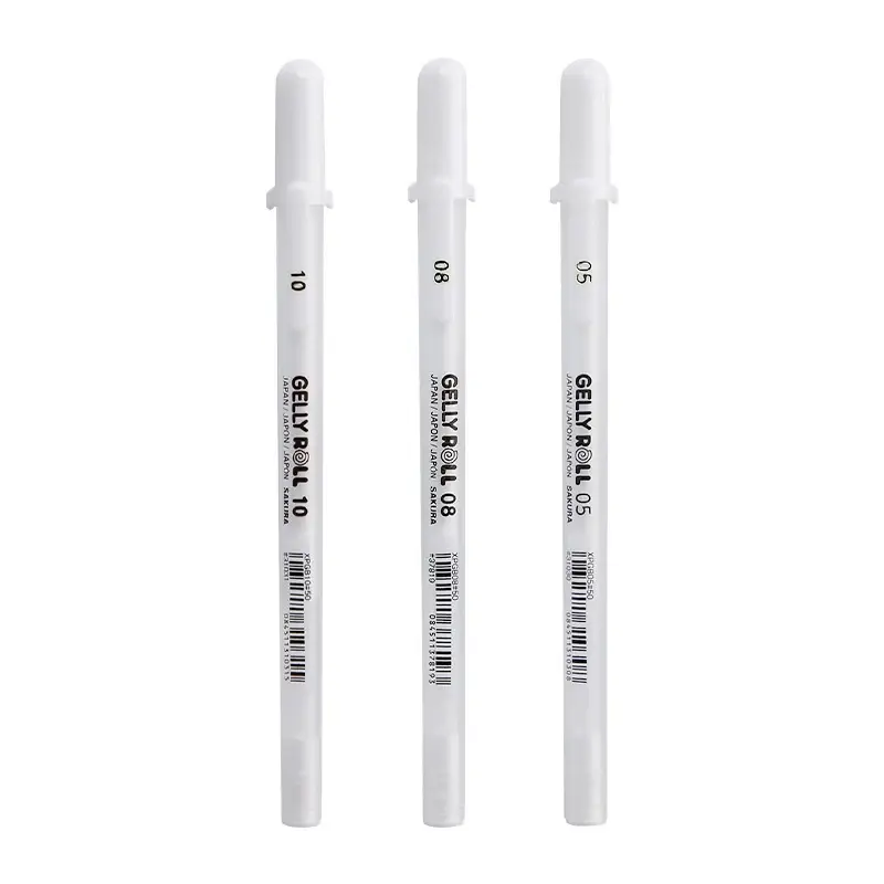 1Pc Sakura Gelly Roll Gel Pen White Color 0.5/0.8 /1.0mm High Light Marke Pen Black Cardboard Art Painting Pen White Line Pens - Image 4