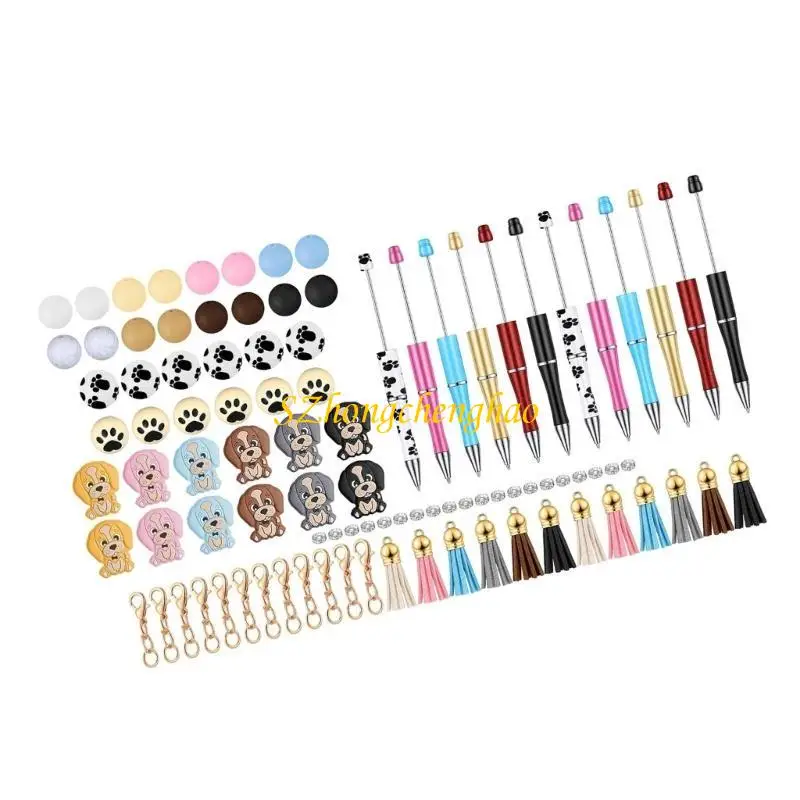 

12x DIY Beads Pens Making Kits Smooth Writing Pen Beadable Pens Kits for School 601D