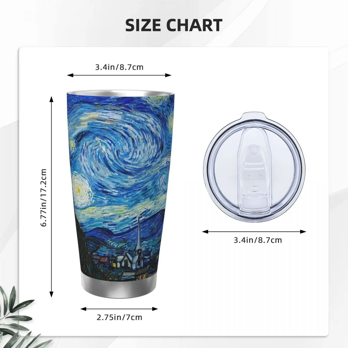 The Starry Night By Vincent Van Gogh Stainless Steel Tumbler Vacuum Insulated Mug Thermal Cold Cup Straws With Lid 20oz