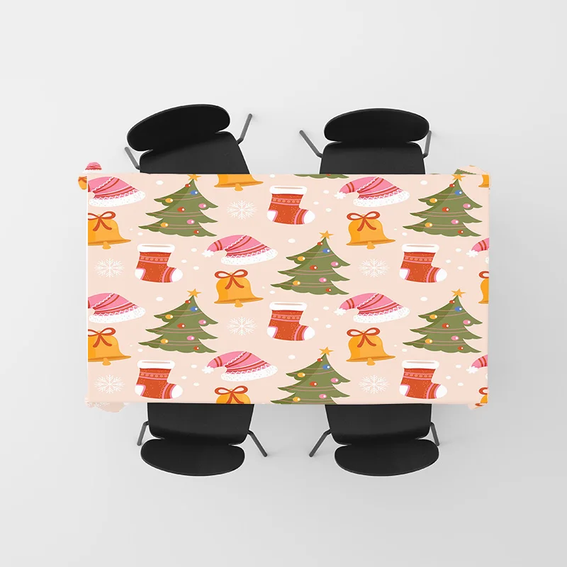 عيد الميلاد مفرش المائدة شجرة احتفالية تصميم الأزهار عدم الانزلاق المطبوعة الزخرفية البوليستر غطاء طاولة العشاء للمنزل غرفة الطعام دي #5