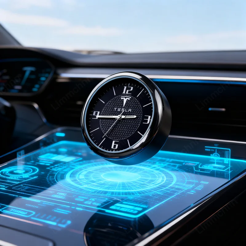 

Car Logo Clock Watch Modified Car Interior Electronic Quartz Watch For Tesla Model 3 Model S Model X Model Y SpaceX Car Sticker