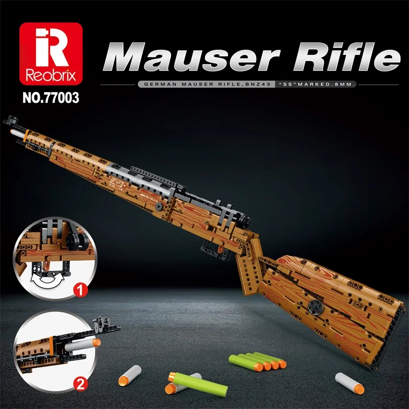

Mauser Kar98K Building Block Model Can Shoot Heavy Sniper Rifle Assemble Bricks WW2 Weapons Kids Educational Toys Holiday Gifts