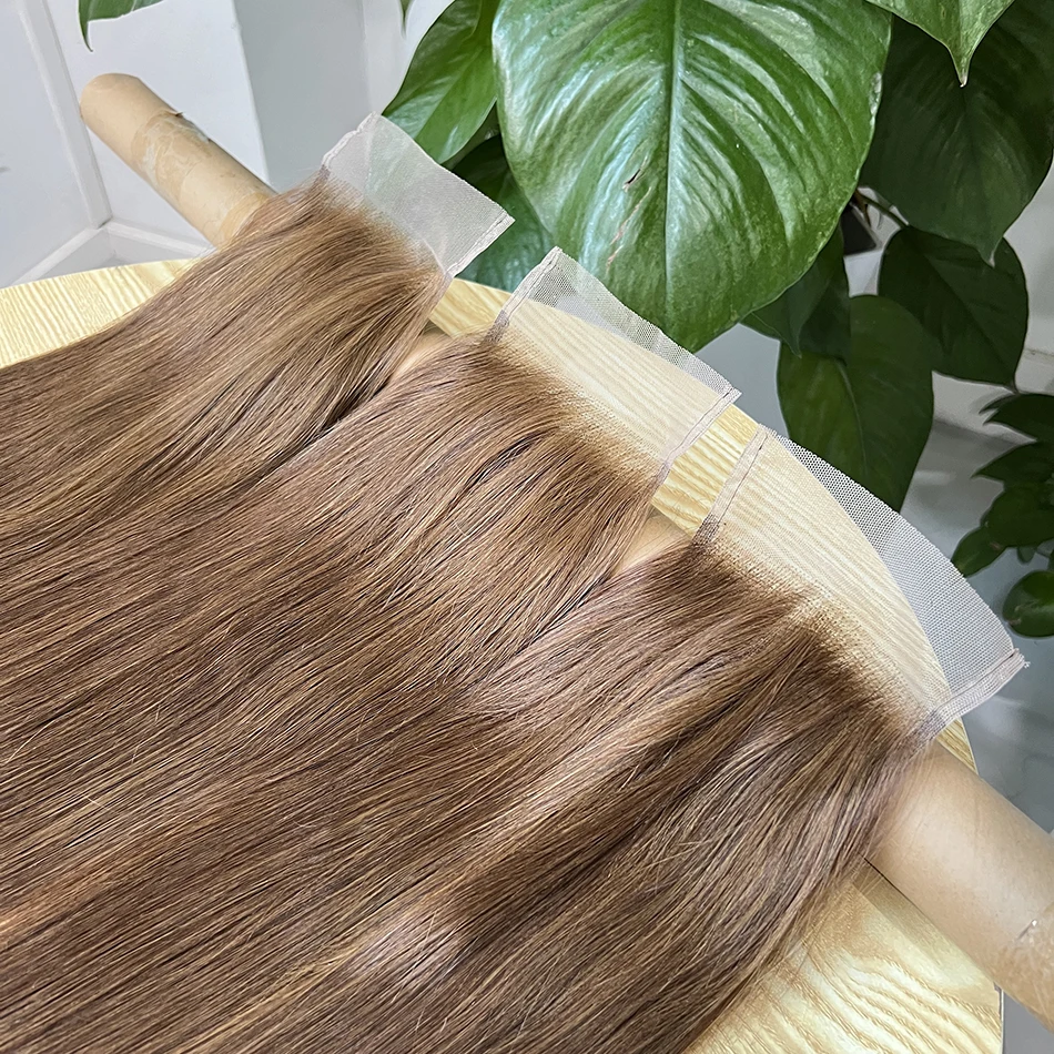 4x6 Transparent Lace Closure #4 Brown Color Straight Human Hair Deep Parting Melt Skin Invisible Lace Raw Virgin Hair For Women