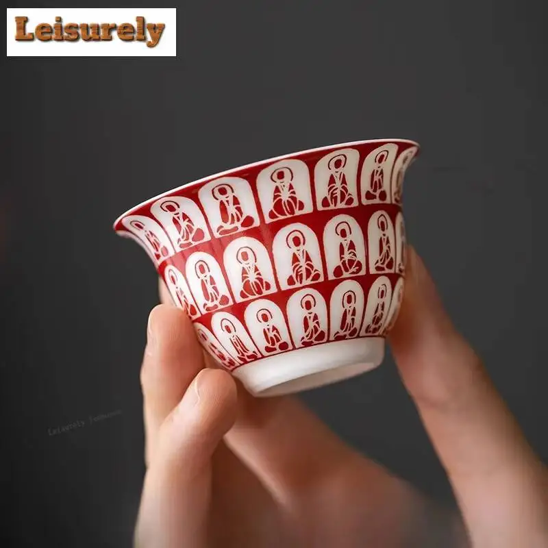 Dunhuang Thousand Buddhas Teacup Handmade Tea Bowl Cup For Tea Tea-tasting Meditation Cup Jianzhan Master Cups White Tea Teaset