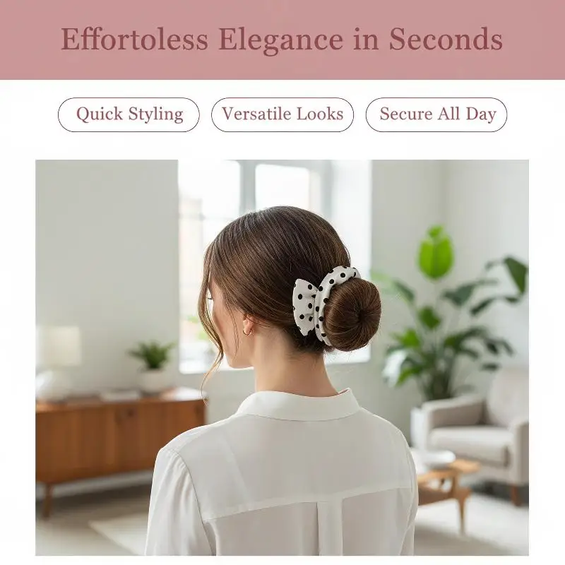 New Polka Dot Hair Bun Maker Cute Bow Design Easy Use Perfect For Daily Wear Work Dates Parties And Outings
