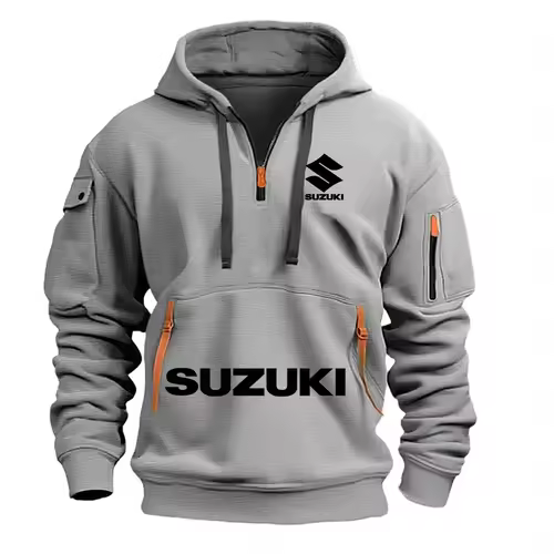 Suzuki new 2025 autumn and winter men's sweatshirt hoodie outdoor street sports casual brand print hoodie half zip sweatshirt - Image 2