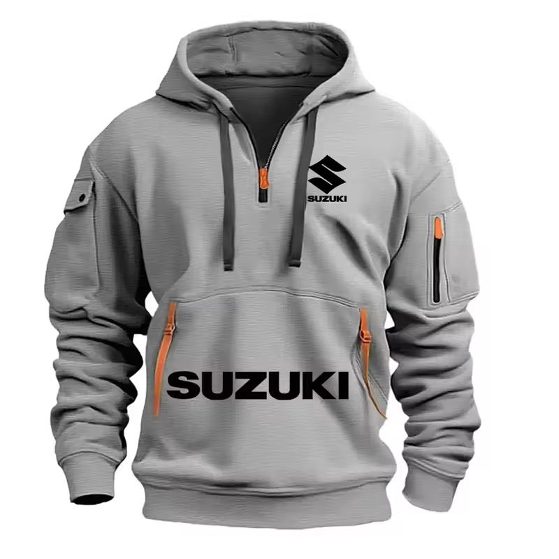 Suzuki new 2025 autumn and winter men's sweatshirt hoodie outdoor street sports casual brand print hoodie half zip sweatshirt - Image 2
