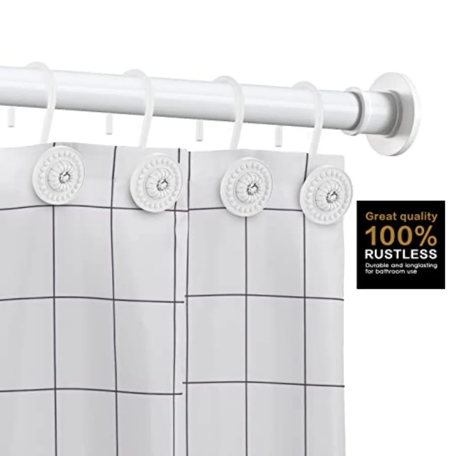 Shower Curtain Hooks, Rust Proof Shower Curtain Rings for Bathroom, Metal Decorative Shower Curtain Hooks Hangers for Shower Cu - view 3