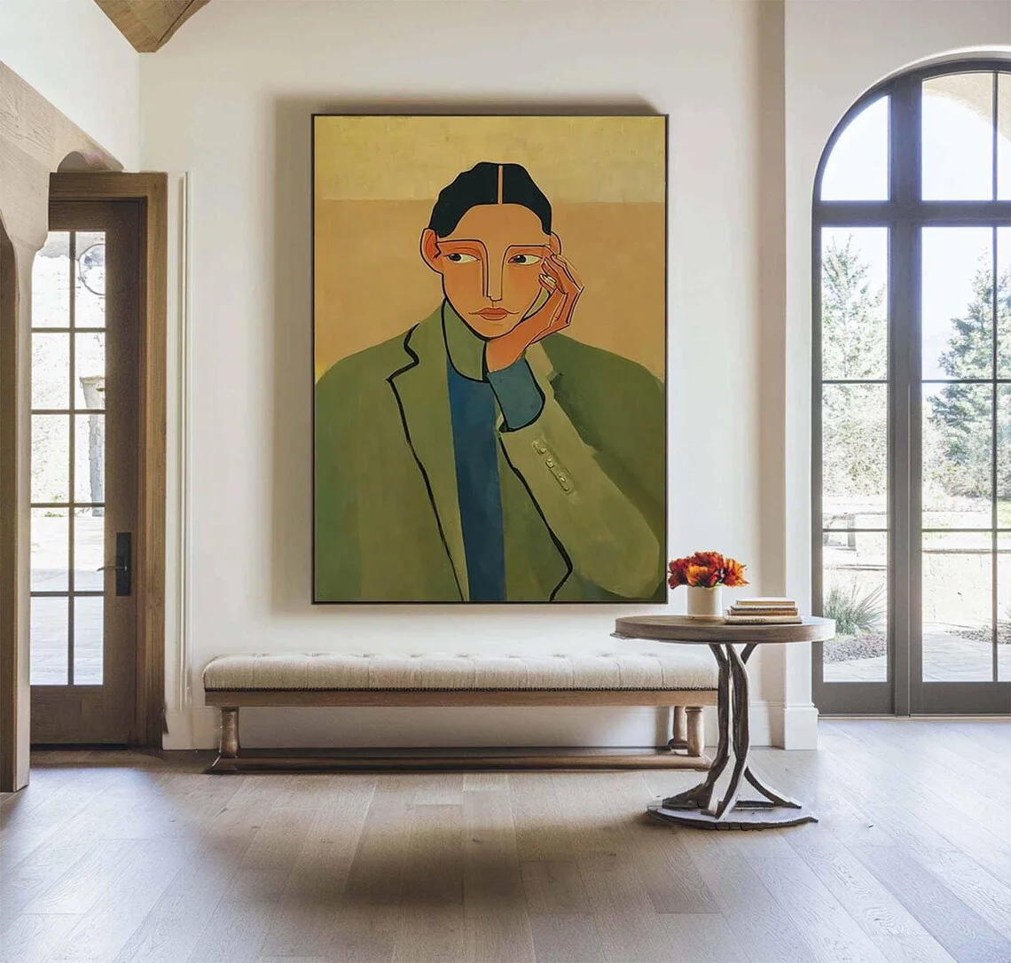 Abstract Portrait Textured Painting: Modern Figurative Wall Decor, Unique Contemporary Artwork, Hand-Painted Oil Canvas