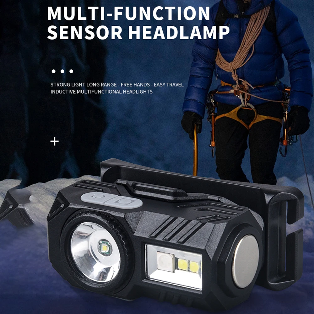 كشاف أمامي LED قابل لإعادة الشحن، مصباح أمامي عالي السطوع، غطاء محمول بمشبك مع 9 أوضاع إضاءة للخارج #6