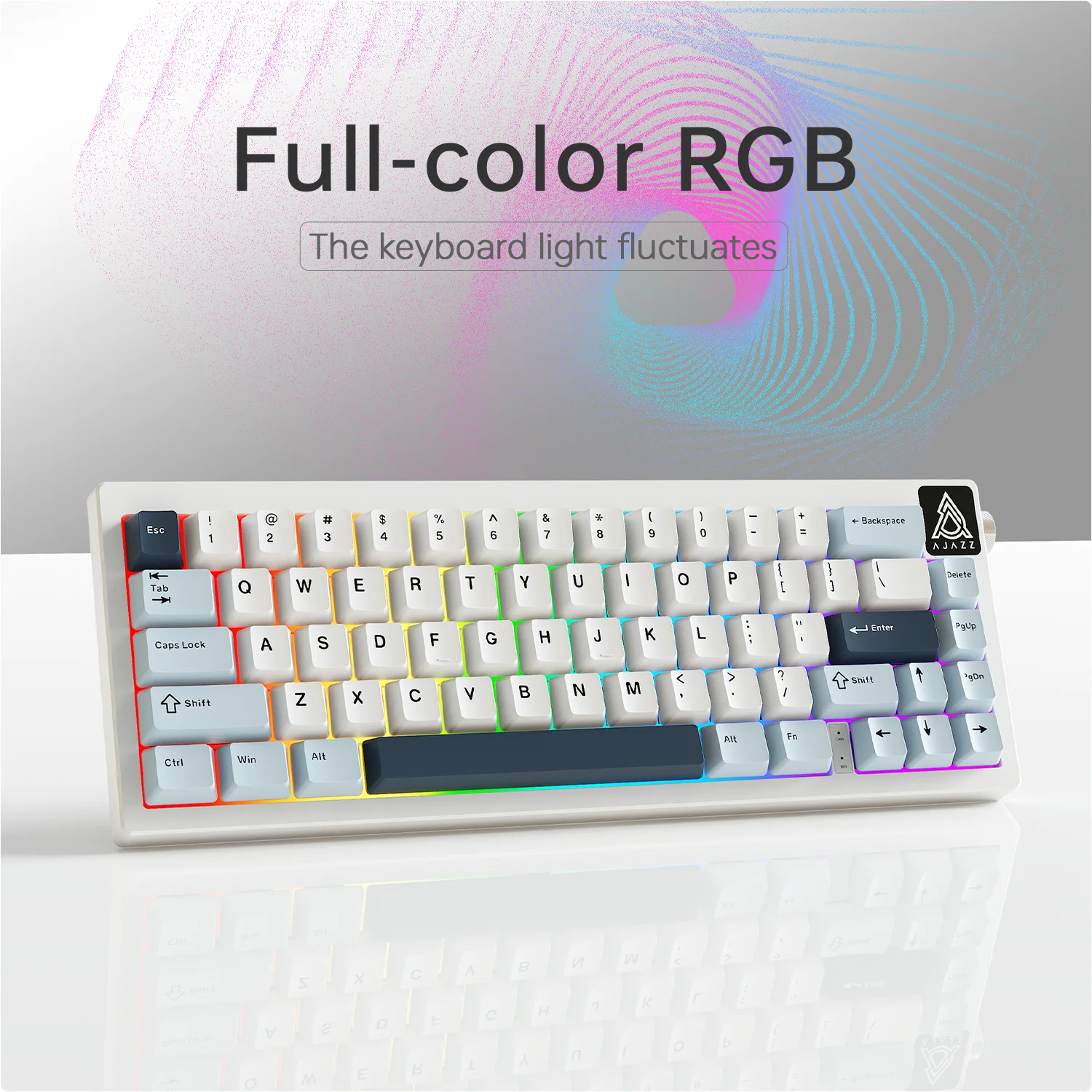 Проводная игровая клавиатура AJAZZ AK650, белая подсветка/RGB, 66-клавишная полная клавиатура с возможностью горячей замены и громкостью, мини-игровая клавиатура Knoh