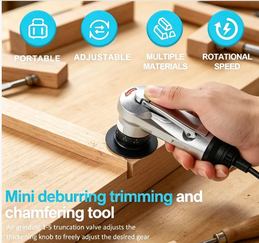 

Пневматический инструмент для снятия фаски SI FANG, 45 градусов, для обработки металла, зачистки кромок, формирования дуг, набор для прецизионной инженерии