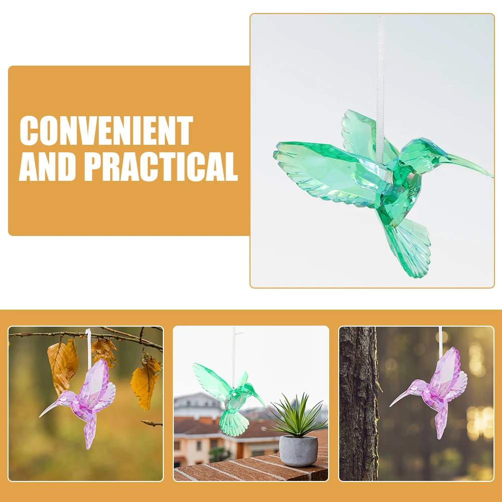 

6Pcs Hanging Hummingbird Decor Crystal Acrylic Pendant Home Garden Party Ceiling Ornament Fine Workmanship Smooth Finish