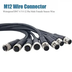 Waterproof  M12 Aviation Plug Connector with Cable 4 5 8 12 Pin Male Female Sensor Wire IP67 Waterproof M12 Cable Connectors