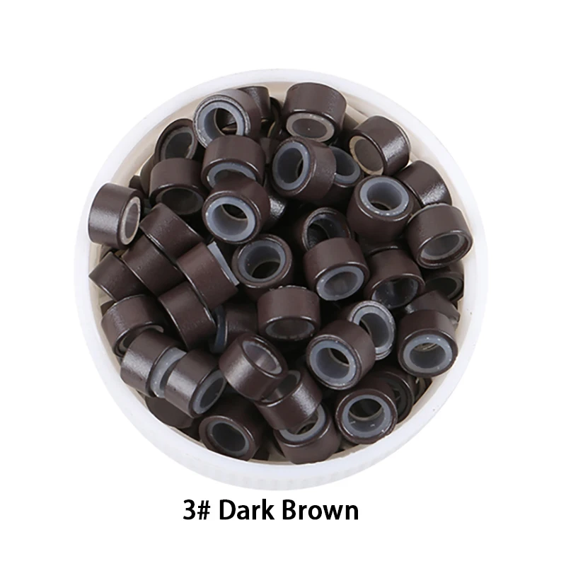 500 Pieces 5.5*3.5*3.5mm Hair Extensions Rings Bigger Size Silicone Lined Micro Rings Beads Tubes 8 Different Colors