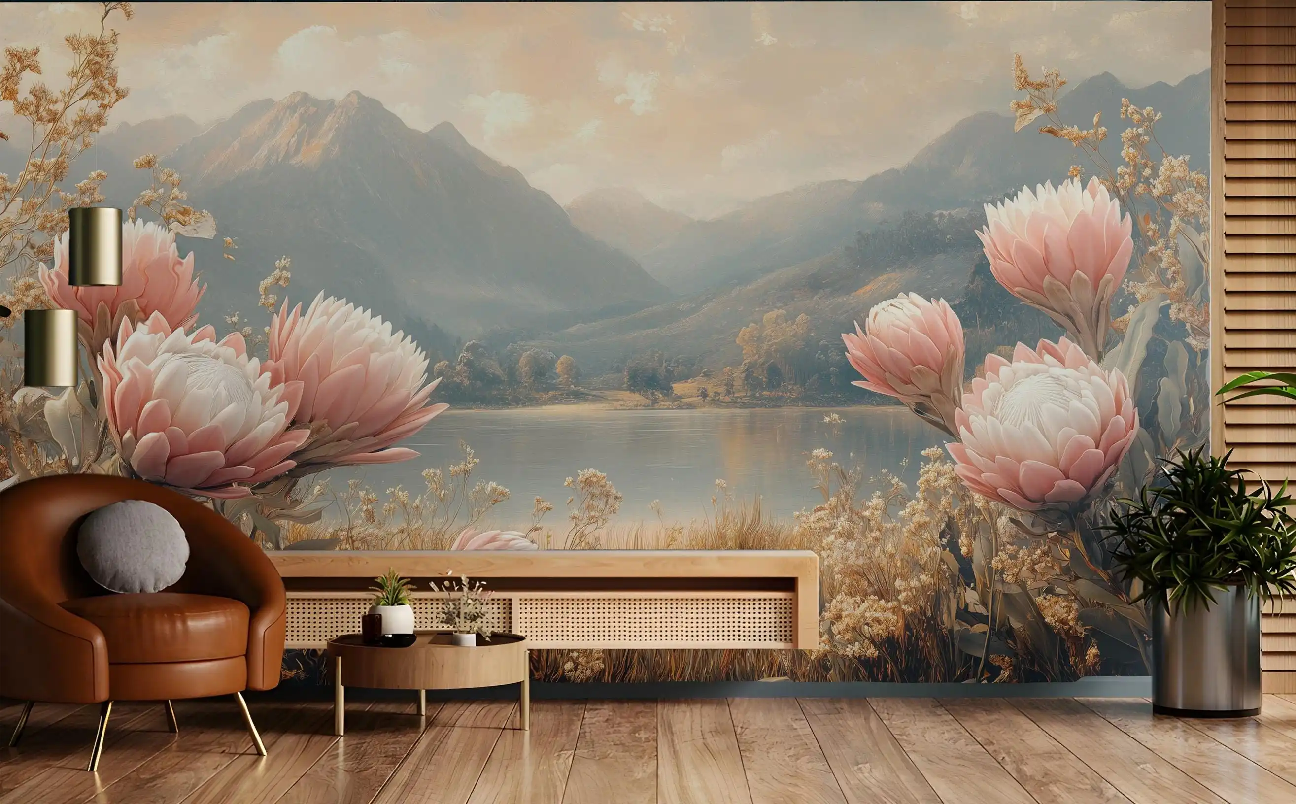 Cherry Blossom Floral Wall Mural Peel and Stick Removable Pink Blue Teal Wallpaper Custom Size Bedroom Living Room Decor murals