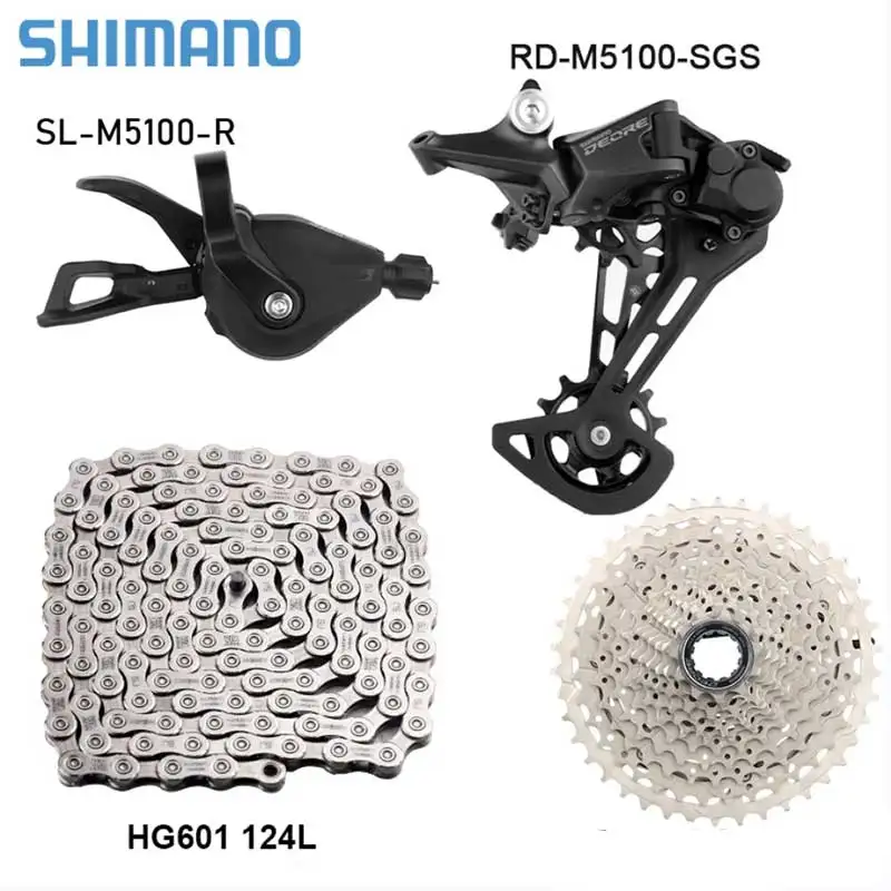 

Shimano Deore M5100 1x11 Speed MTB Derailleurs Kit 11V Shimano HG601 Chain 11S Flywheel 42T 46T 50T 52T Cassette 11V Groupset