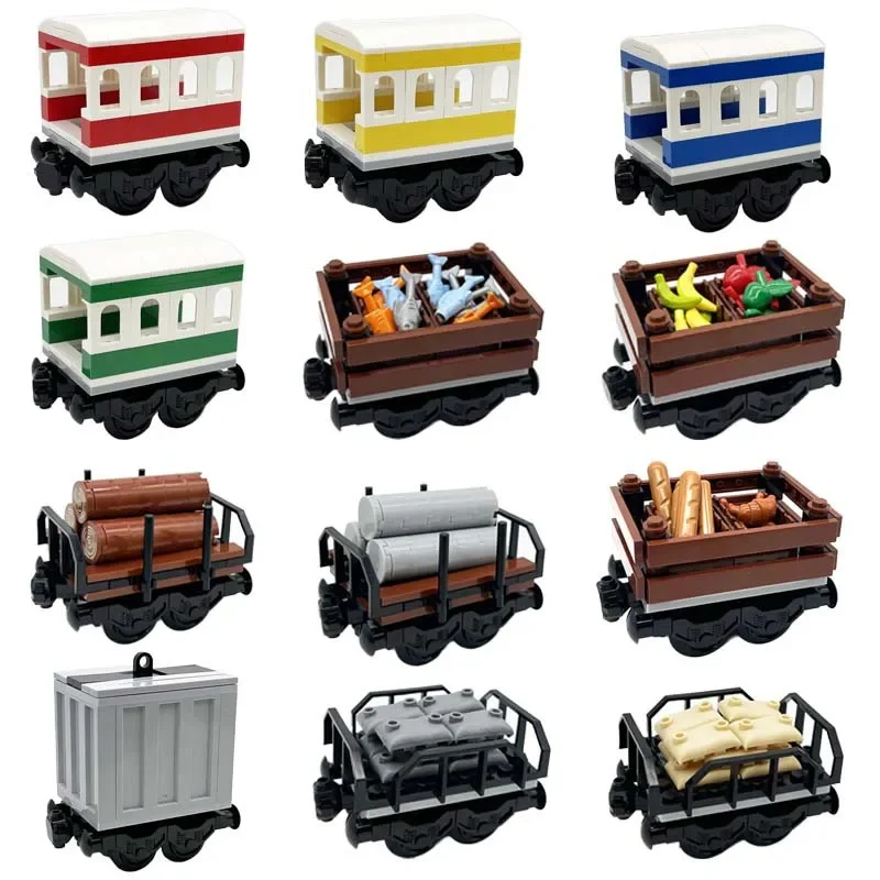 MOC-o trilho do trem da cidade para carros do transporte ferroviário, pacote da trilha do trem do bloco, pode ser conectado