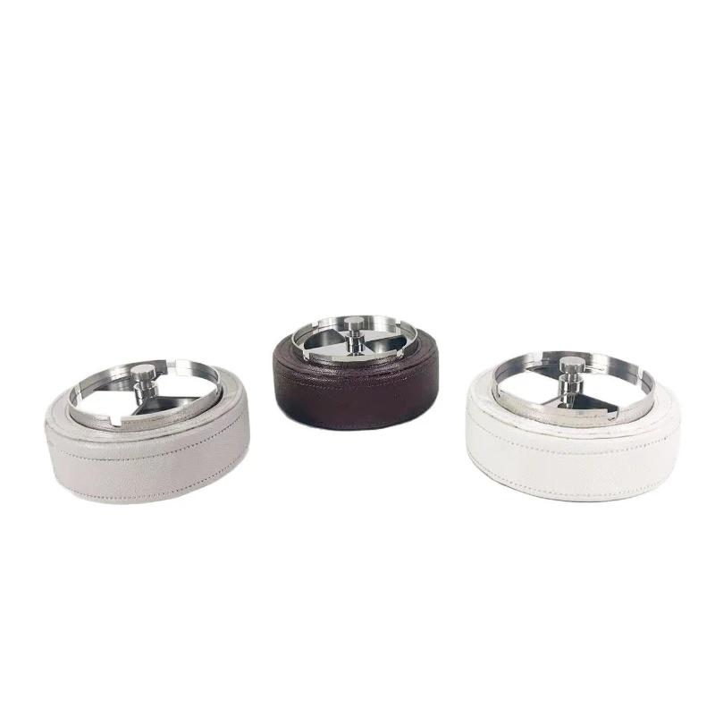 

Nordic stainless steel leather ashtray living room office cigar tank