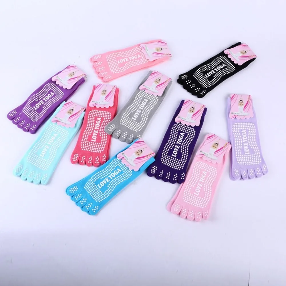 Soft Breathable Cotton Solid Color Sports Women Five Finger Socks Middle Tube Hosiery Yoga Socks Korean Style Socks