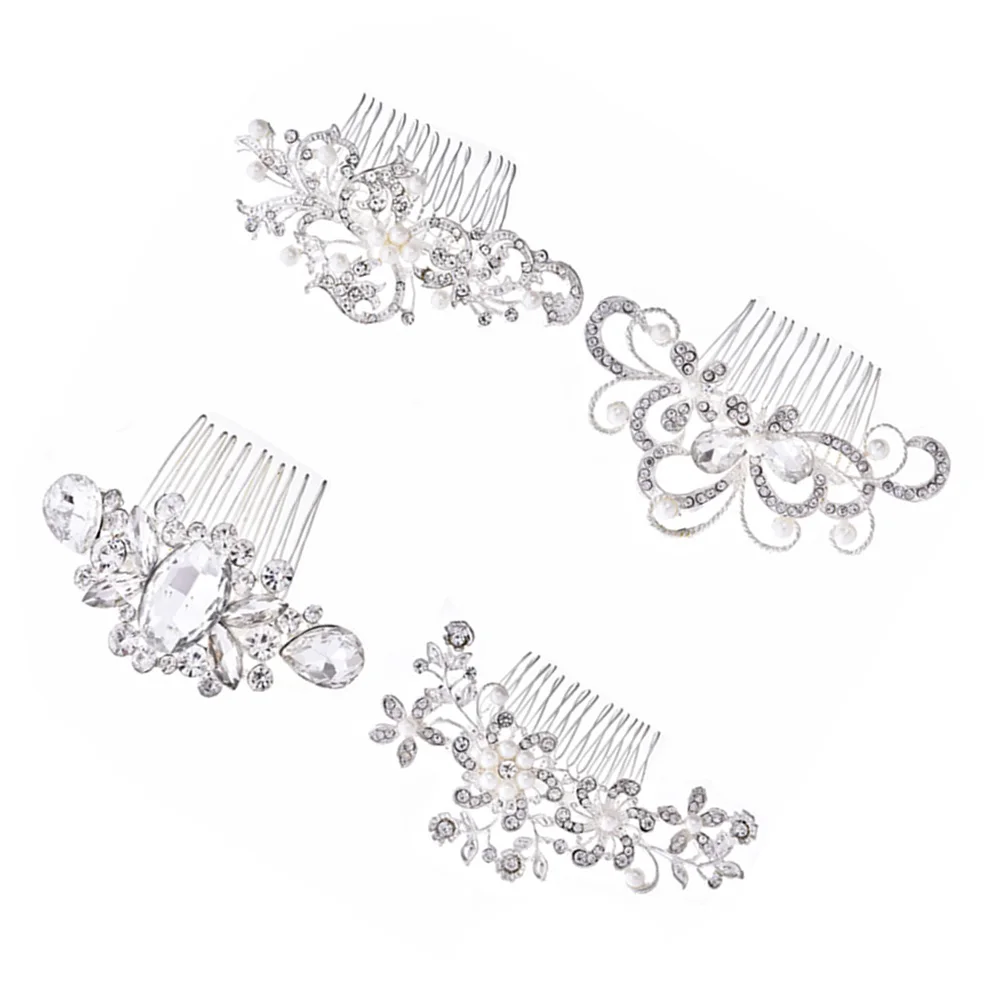 

4 Pcs Pearl Hair Combs Beautiful Color Bridal Accessories for Bride Bridesmaid Party Prom Engagement Anniversary Special