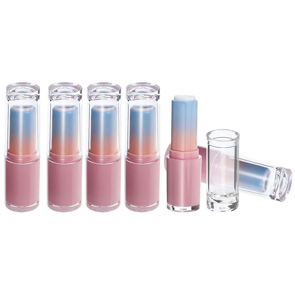 Tubos de batom transparentes recarregáveis, 6 peças, plástico vazio, recipientes de bálsamo labial, faça você mesmo, embalagem reutilizável, tubo de batom