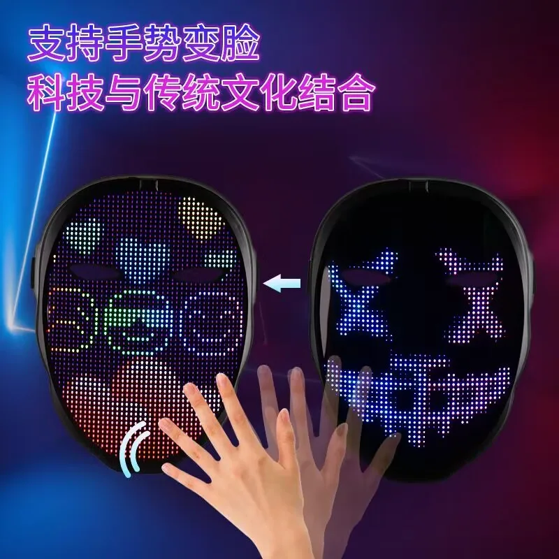 Led Lighted Face Transforming , Shining For Fun Parties Birthday Festival Cosplay Halloween Costume, App Or Gesture