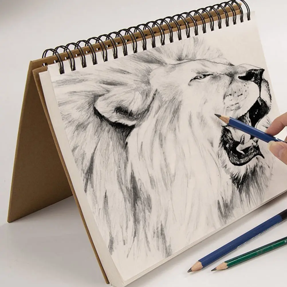 1Pcs Sketch Book Spiral Kraft Cover Thick Paper Blank Pages for Drawing Painting Creative Sketch Pad Drawing Pad