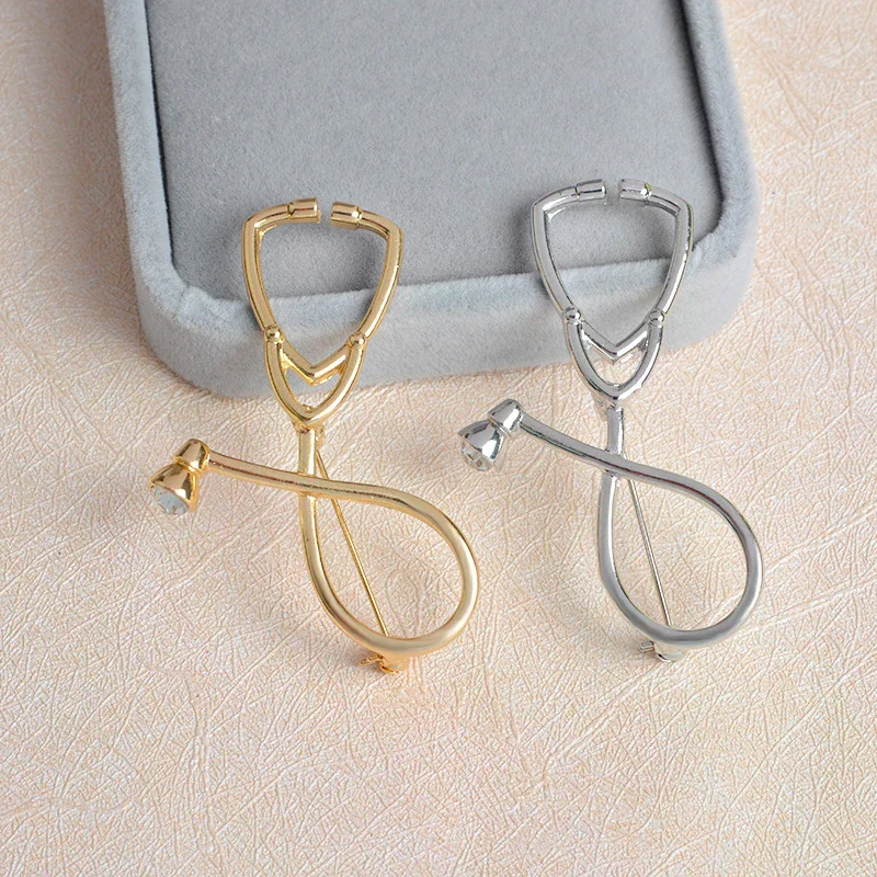 Fashion Creative Doctor's Stethoscope Brooch Metal Lapel Pin Backpack Clothes Bag Shoes Badge Jewelry Gifts Accessories