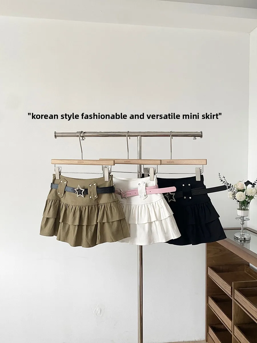 

Faionable High Waist A-Line ort Skirt Women's Design Sense Pleated Ball Gown Skirt Summer New Arrival American Sle