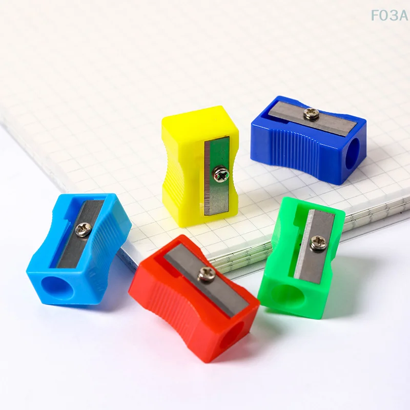 20Pcs Portable Pencil Sharpener Simple Mini Colored Single Hole Rectangular Plastic For Student Children Stationery