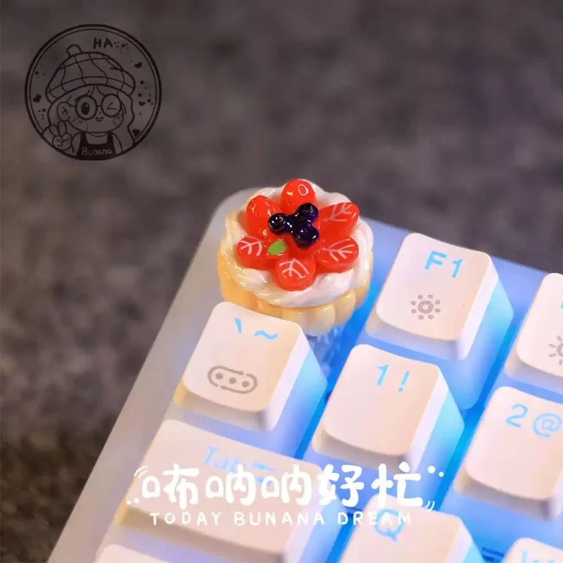 Original Cute Egg Tart Anime Keycap Mechanical Keyboard Resin Custom Art Keycap PC Game Keyboard Accessories Gift Collection