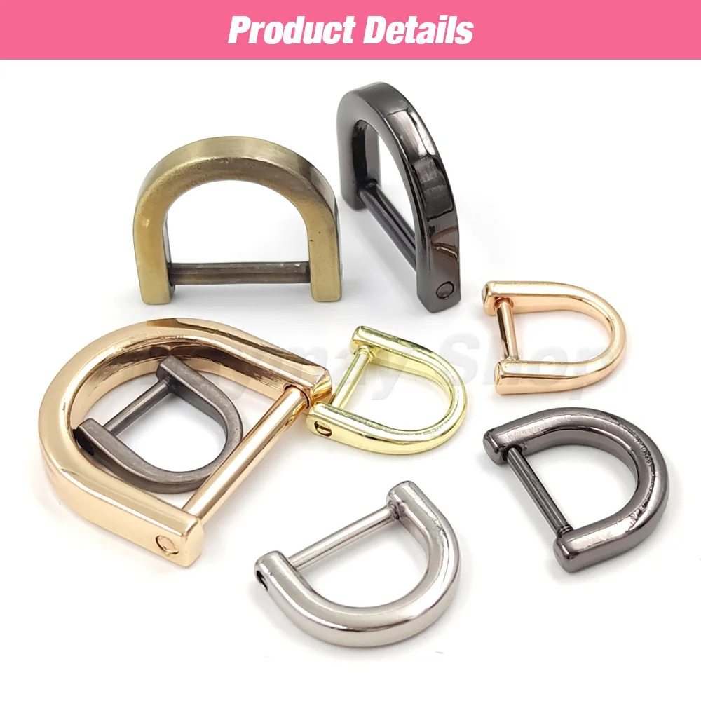 1pcs 10mm-20mm Metal D Ring Buckle Detachable Open Screw Shackle Clasp For Leather Craft Bag Strap Belt Handle Shoulder Webbing