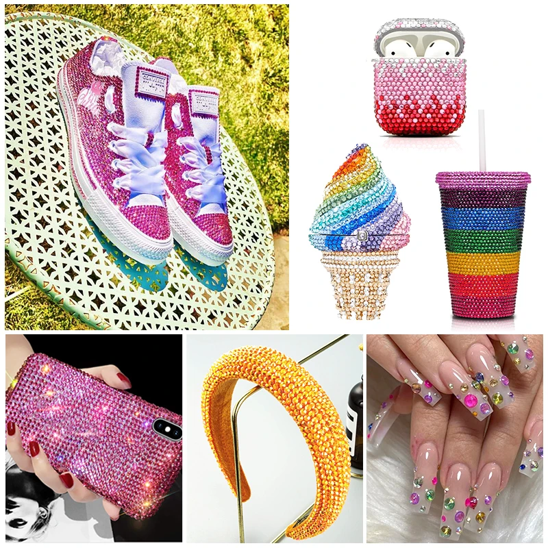 QIAO 2/3/4/5/6mm Gemischte Größen 4500 Stück/Box Harz-Strass Jelly Glitzer Flache Rückseite Nicht Heißfix Kristall-Set für Nagelkunst und Basteldekoration – Detail 5