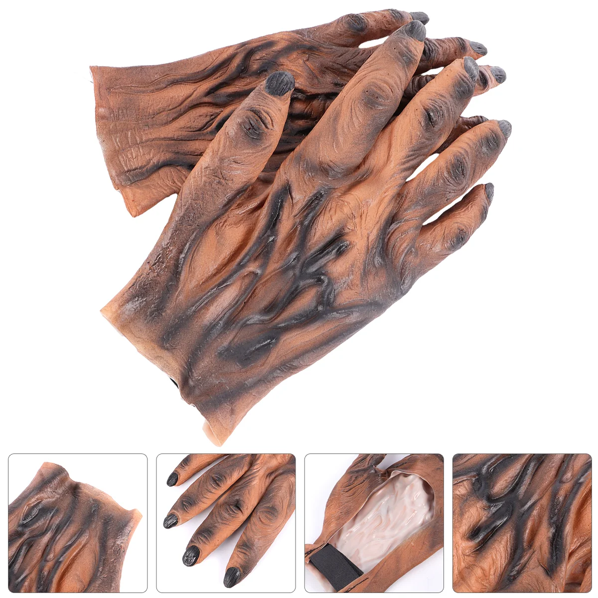 1 Pair Halloween Decoration Scary Costume Props Cosplay Werewolf Gloves (Brown) Halloween Scary Gloves