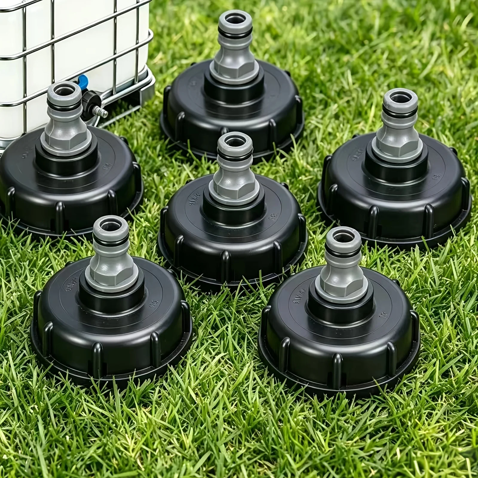 2Sets IBC Bucket Cap & Threaded Connector, Leak-Proof Quick Plug for RV Water Tank, Boost Liquid Transfer, Easy Transport.