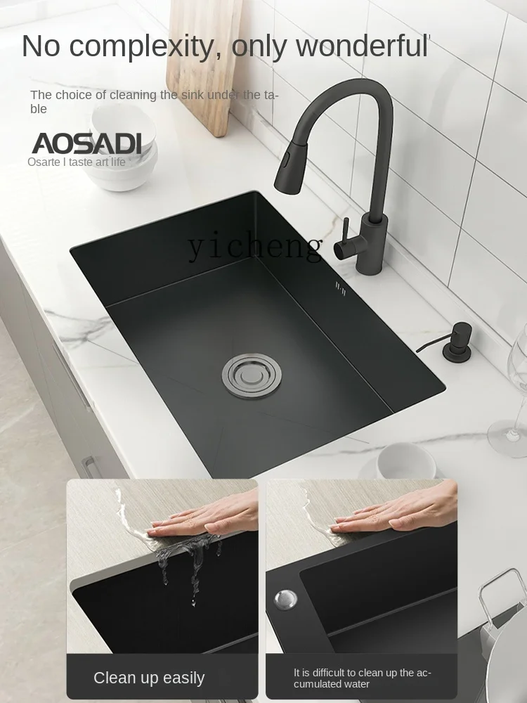 XL Kitchen Sink Stainless Steel Large Single Sink Black Drop-in Sink Scullery Vegetable Washing Sink Basin