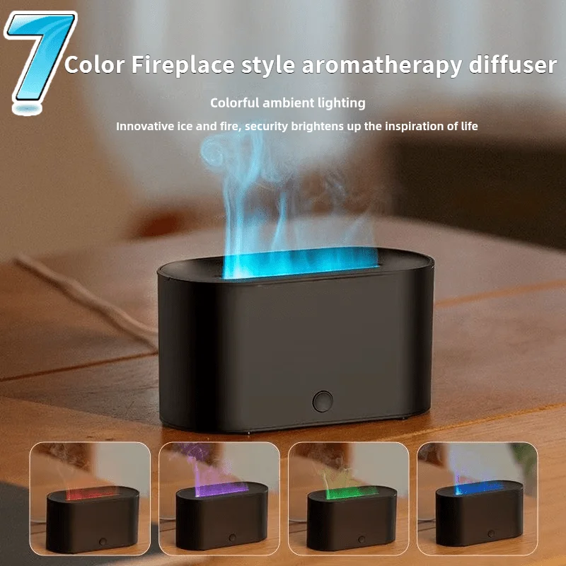 Custom.Cozy Fireplace-Inspired Aromatherapy Diffuser with-Color Flames, USB Powered, 4.4oz Cold Mist Humidifier & Fragra