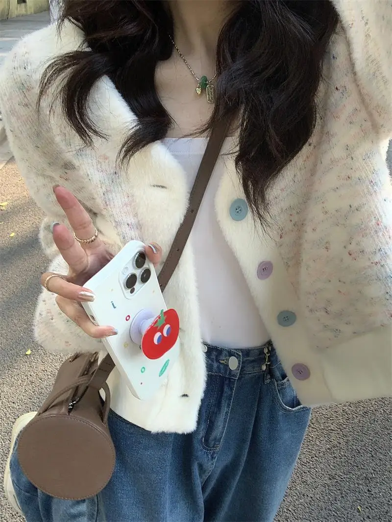 

Вязаное пальто в стиле ретро, милое и пряное пальто горчичного цвета в радужную крапку, милый облегающий длинный свитер с воротником свека