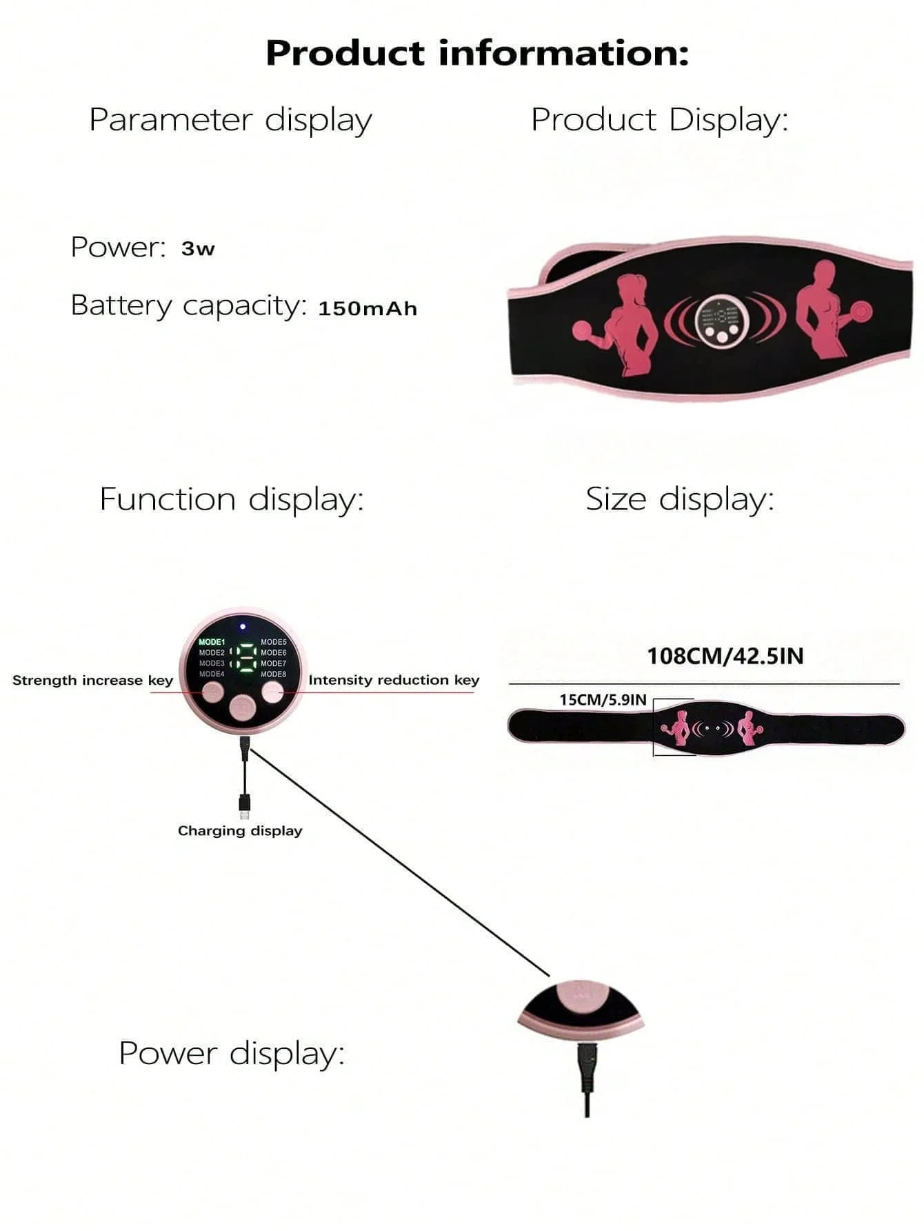 2026 Ab حزام تونر عضلات البطن - حزام تحفيز Abs حزام تنغيم العضلات للرجال والنساء للتدريب قابل لإعادة الشحن #6
