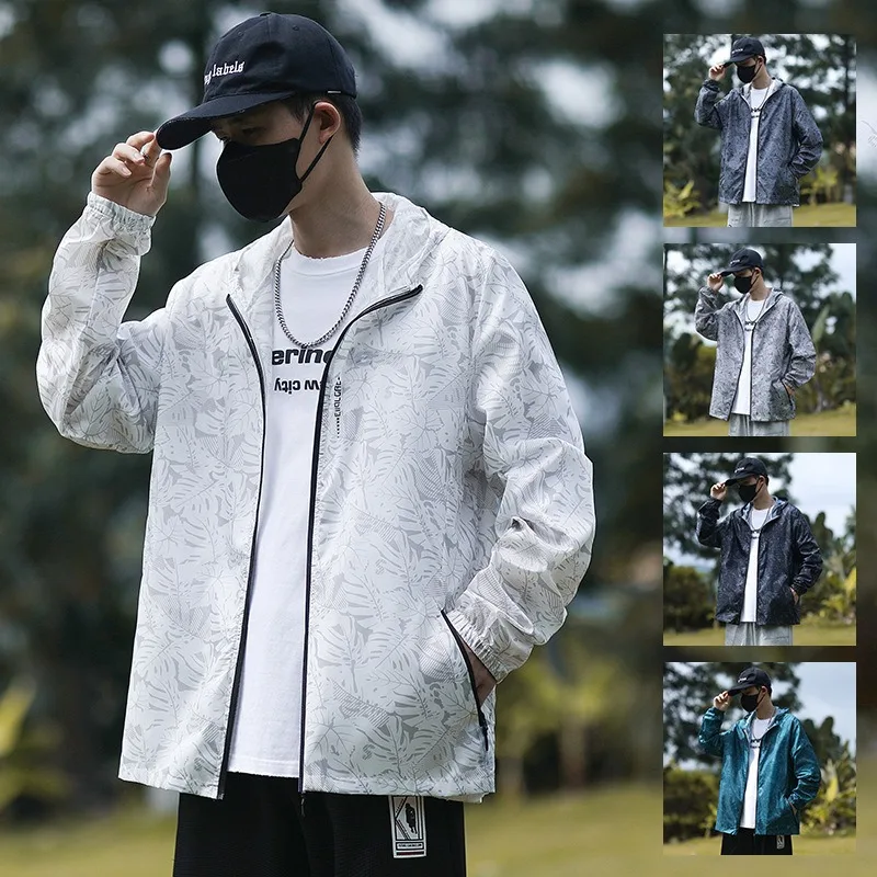 

Lightweight Men's Jaet Breathable Sun Protection Spring Summer Autumn een Seasonal Thin Tagl Hooded Zipper Closure